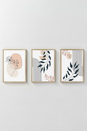 Wallity Artvmodel22-Ahsap Conjunto de 3 Pinturas Decorativas Enmarcadas Multicolor